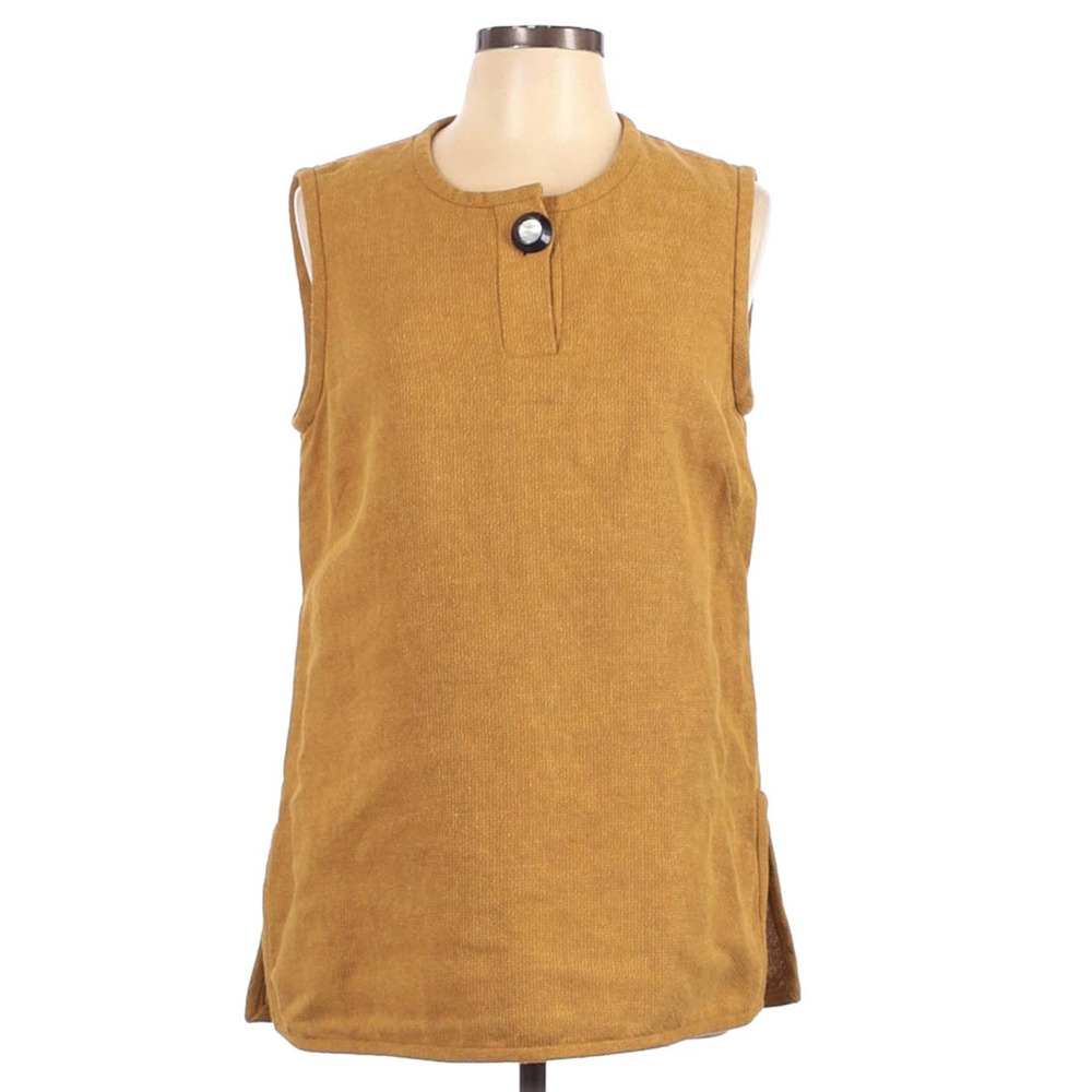 Sleeveless Tunic in Mustard with Contrast Button